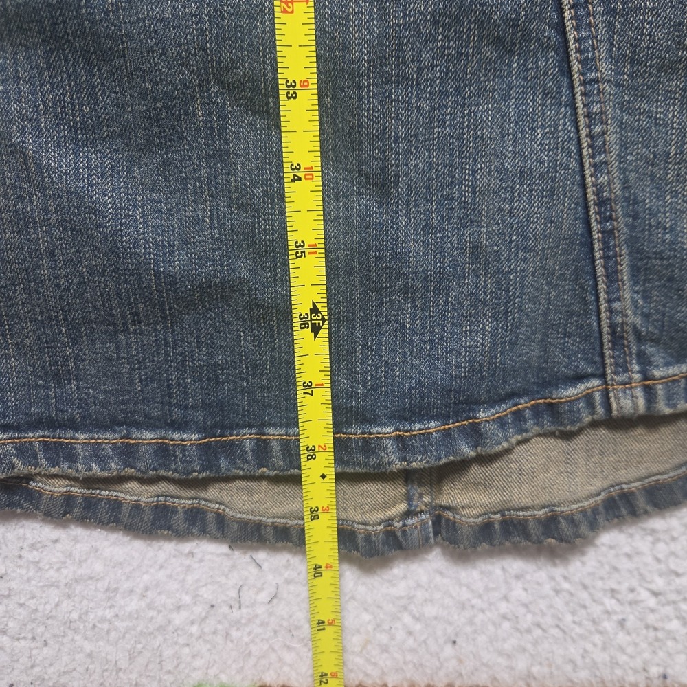 Y2k Levi's Denim Skirt Womens Size 12 Blue Long Mini Western - Picture 2 of 7